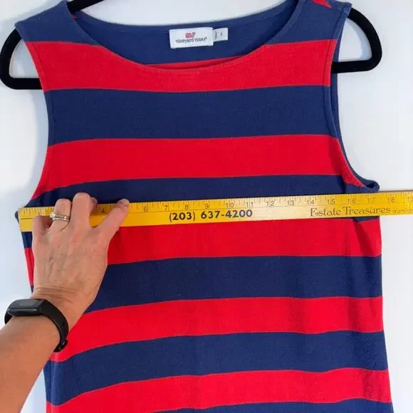 Vineyard Vines Red Blue Stripe Knit Shift Dress Women Small Nautical - Picture 11 of 12